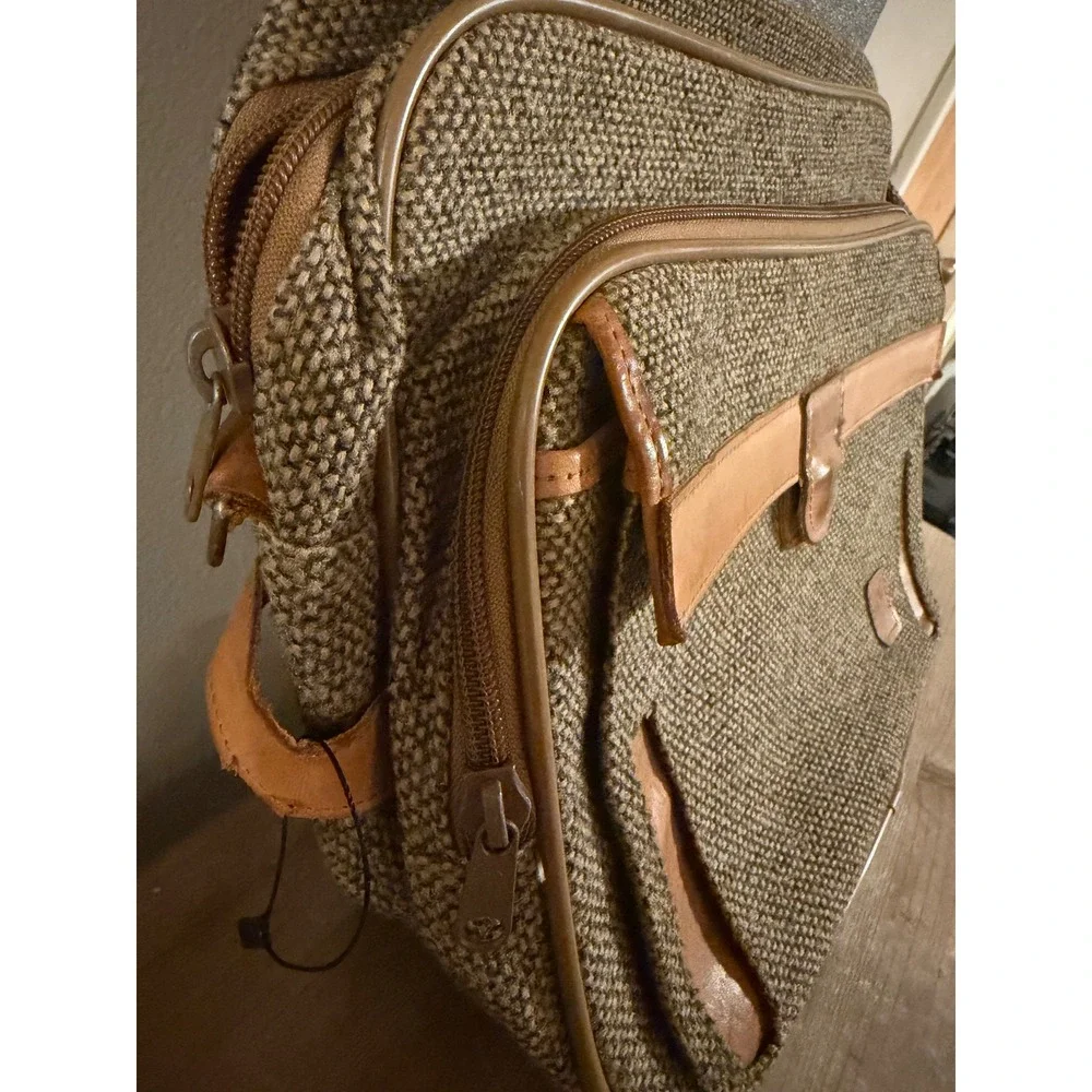 Hartmann Luggage Vintage‎ Tweed Leather Trim Shoulder Bag Tan Brown Carry On